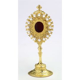 Relikwiarz z kamieniami szlachetnymi, pozłacany - 20 cm (1) - RELIKWIARZE