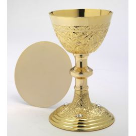 Kielich z kamieniami szlachetnymi + patena, pozłacany - 22 cm - KIELICHY MSZALNE