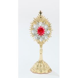 Relikwiarz  - 14,5 cm, z kamieniami szlachetnymi, pozłacany - RELIKWIARZE