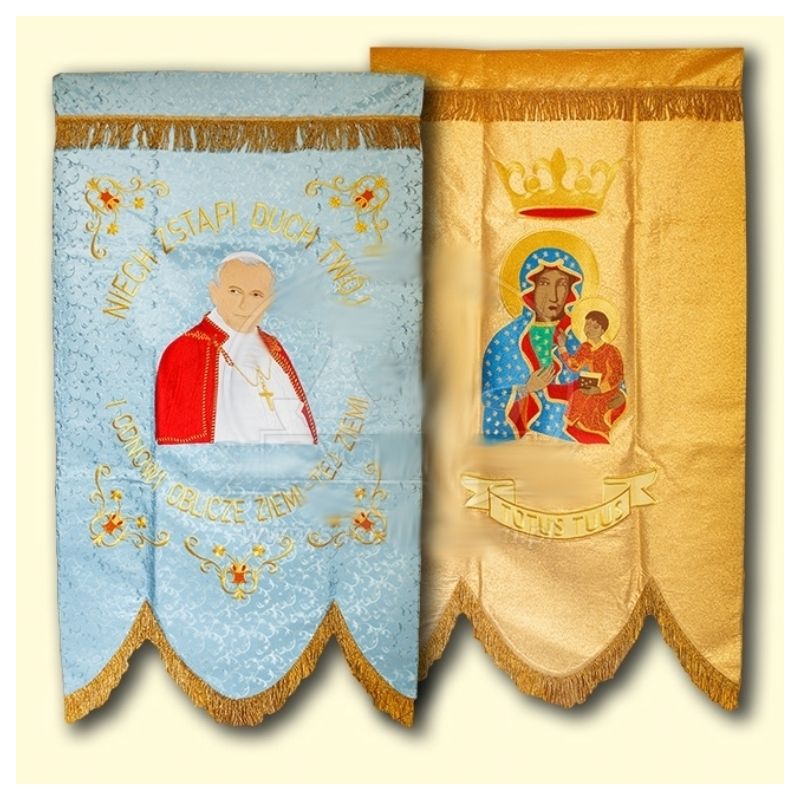 Chorągiew haftowana -  Święty Jan Paweł II - Chorągiew haftowana -  Święty Jan Paweł II