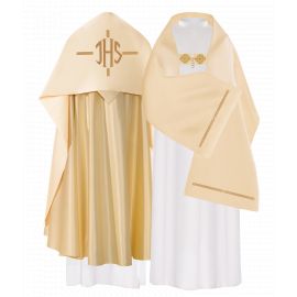 Welon liturgiczny haftowany IHS, ecru satyna (24) - zdjęcie 2 - Welon liturgiczny haftowany IHS, ecru satyna (24)