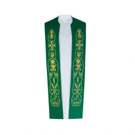Stuła kapłańska bawełniana - złoty haft - kolory liturgiczne - zdjęcie 2 - Stuła kapłańska bawełniana - złoty haft