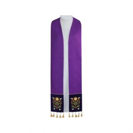 Stuła kapłańska z chwostami, żakard (2 kolory) - KONCELEBRA