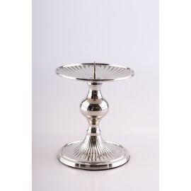 Lichtarz pojedynczy mosiężny, niklowany - 8 cm (2 sztuki)