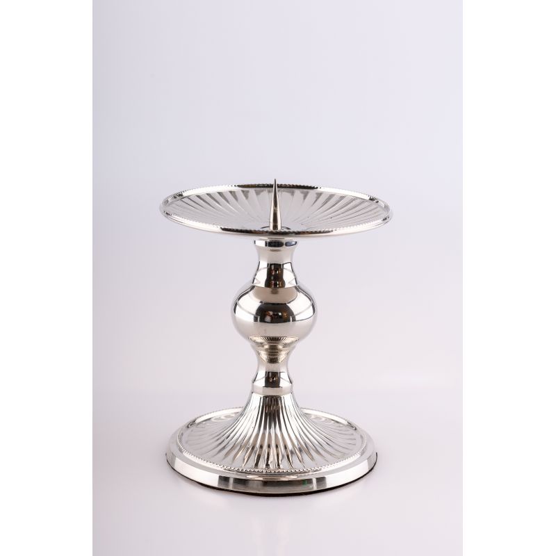 Lichtarz pojedynczy mosiężny, niklowany - 15 cm - Lichtarz pojedynczy mosiężny, niklowany - 15 cm