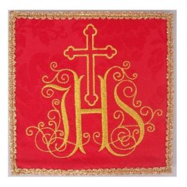 Palka haftowana czerwona - IHS + Krzyż - kolor czerwony