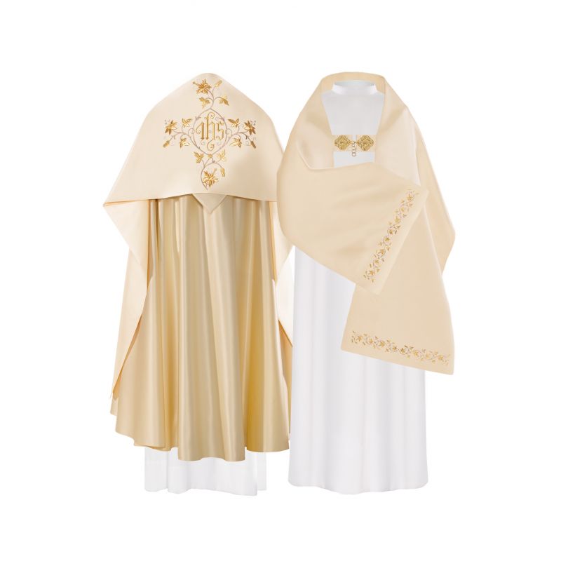 Welon liturgiczny IHS - ecru satyna (33) - Welon liturgiczny IHS - ecru satyna (33)