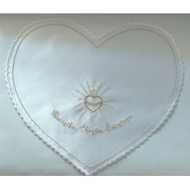 Szatka do chrztu Serce - kolor biało/złoty - Szatki haftowane do chrztu