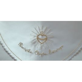 Szatka do chrztu Serce - kolor biało/złoty - zdjęcie 2 - Szatka do chrztu Serce - kolor biało/złoty