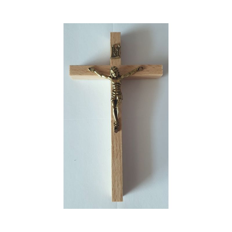 Krzyż drewniany na ścianę - 7 cm x 12,5 cm, jasny brąz (9) - Krzyż drewniany na ścianę - 7 cm x 12,5 cm, jasny brąz (9)