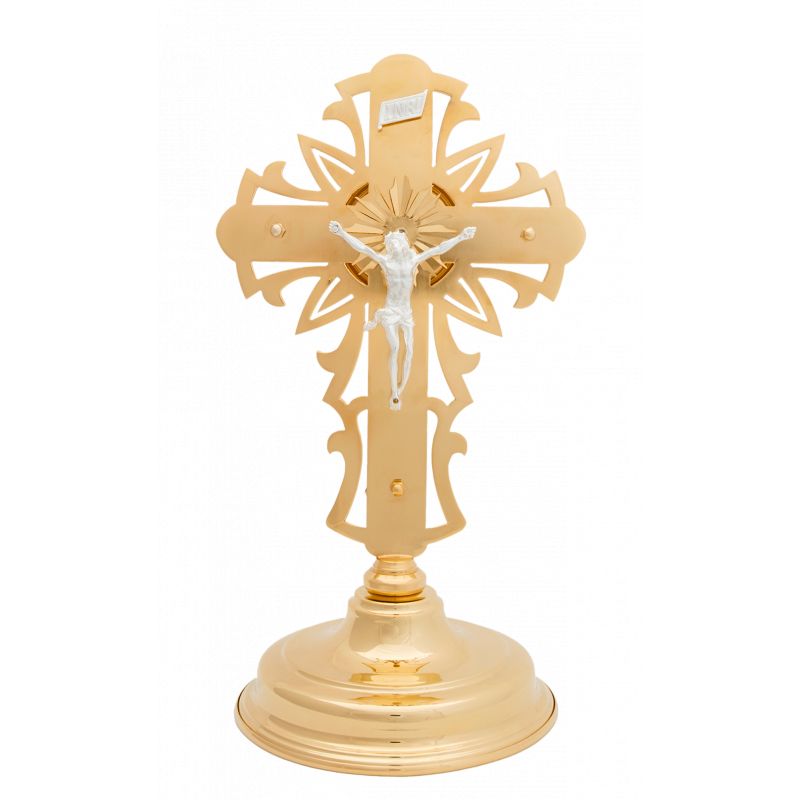 Relikwiarz mosiężny, pozłacany - 29 cm - Relikwiarz mosiężny, pozłacany - 29 cm