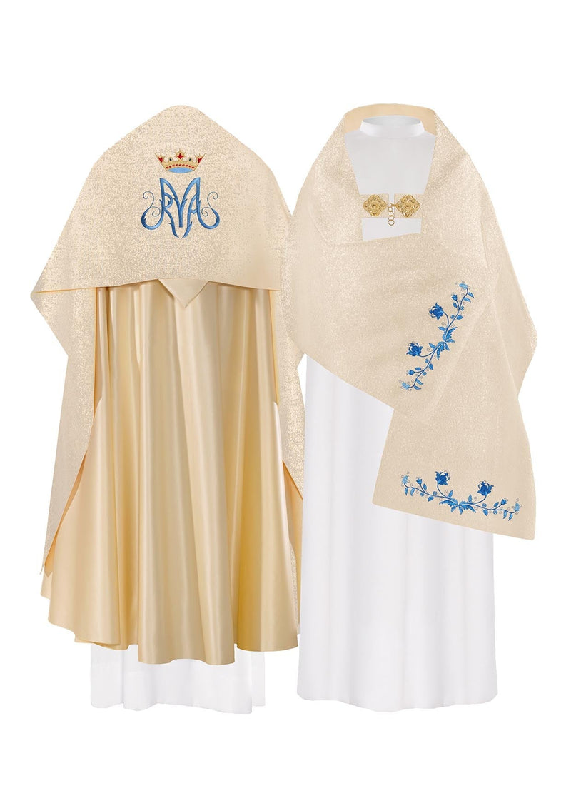 Welon liturgiczny, haftowany maryjny - złoty (39) - WELONY