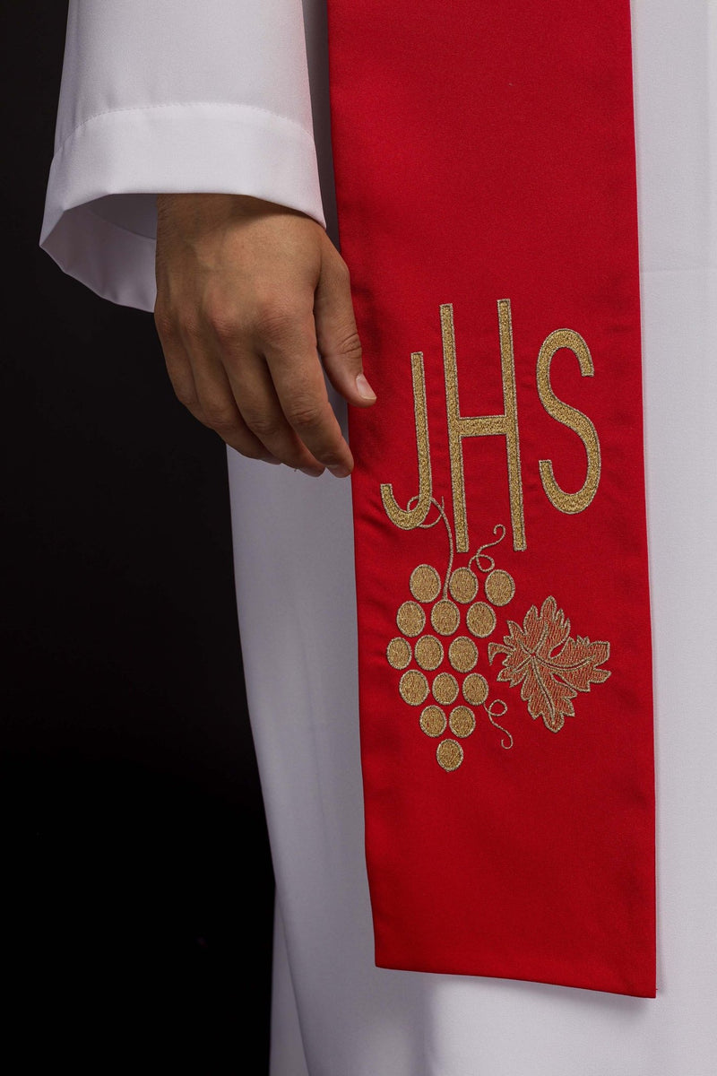 Stuła haftowana czerwona IHS (49H) - zdjęcie 2