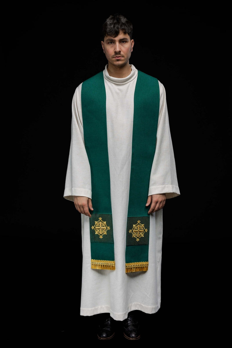 Stuła kapłańska haftowana aksamit, zielona (54H) - EUCHARYSTYCZNE