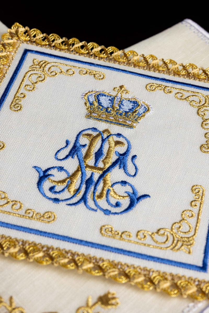 Bielizna kielichowa, lniana, haft Maryjny (106H) - zdjęcie 4