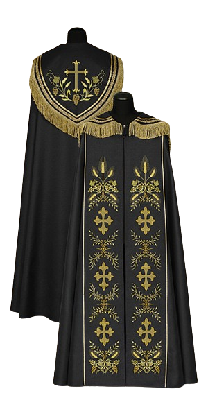 Kapa czarna haftowana - KAPY LITURGICZNE