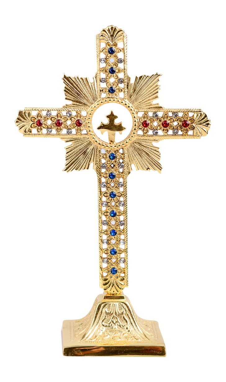 Krzyż stojący mosiężny - 25 cm - KRZYŻE, KRZYŻYKI