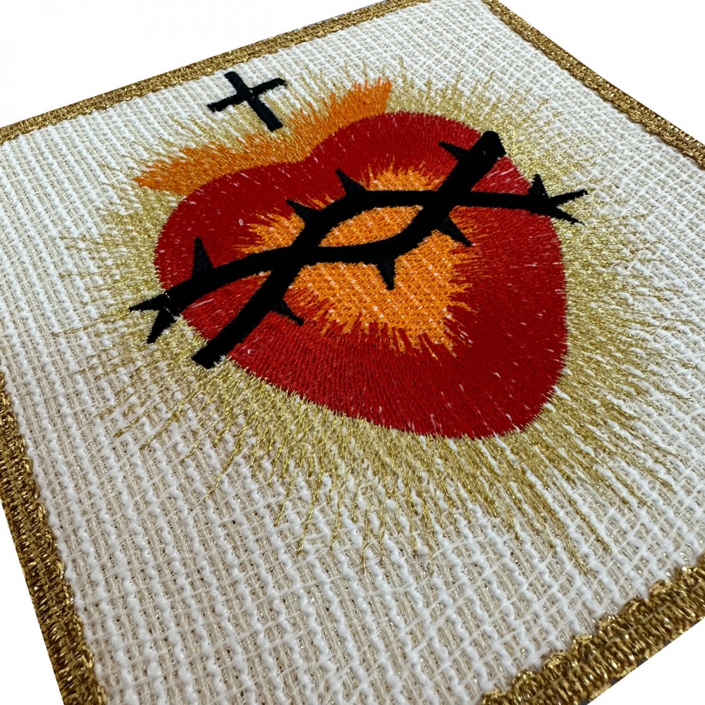 Palka Serce Jezusa - kolor ecru w złote wzory - zdjęcie 2