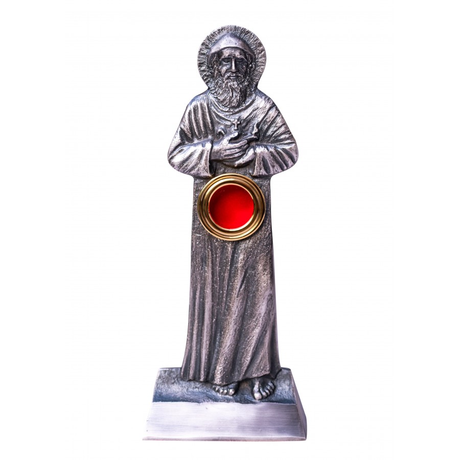 Złocony relikwiarz mosiężny 24 cm-  Postać św. Charbel - Brak kategorii