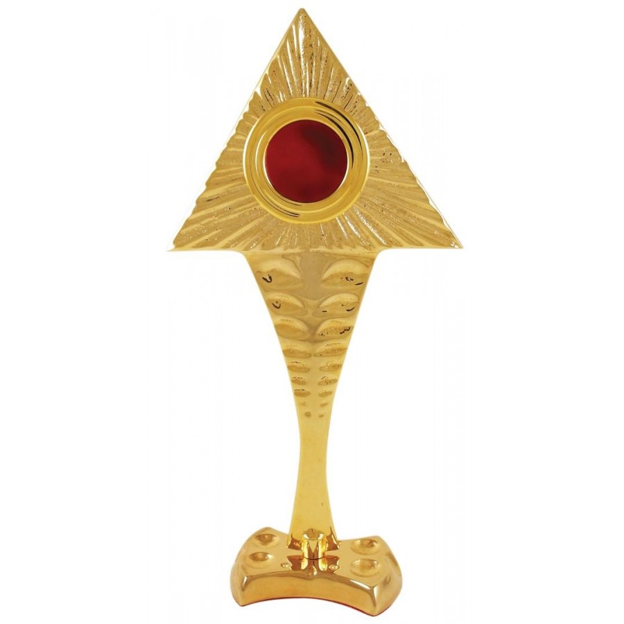 Złocony relikwiarz mosiężny w symbolice oka opatrzności - wys. 25 cm - Brak kategorii