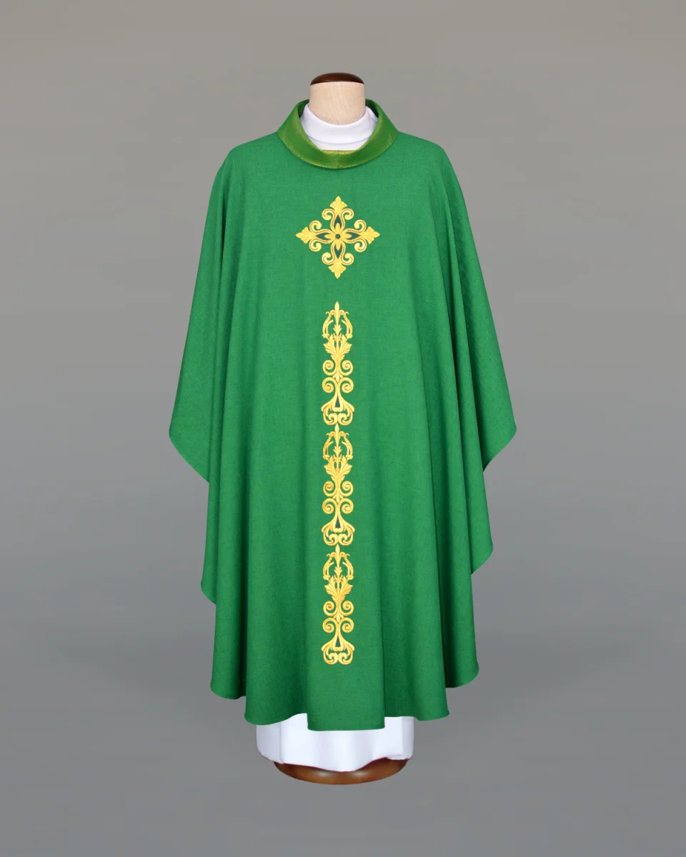 Ornat haftowany zielony - krzyż - Ornaty zielone - Nowość