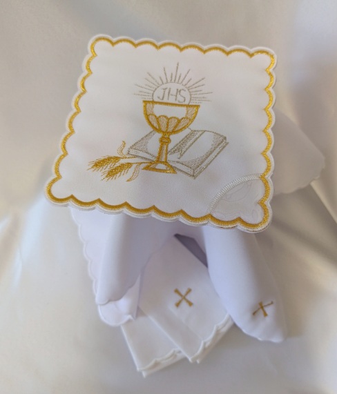 Bielizna kielichowa z motywem kielicha eucharystycznego – komplet 4 części - bawełna poliester