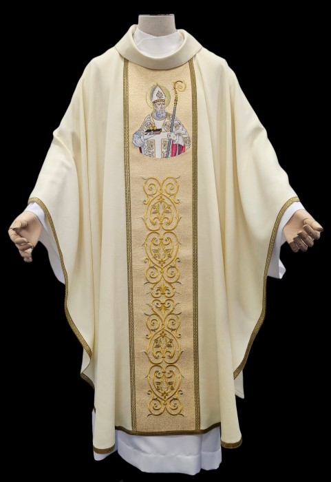 Ornat haftowany Święty Mikołaj – kremowy