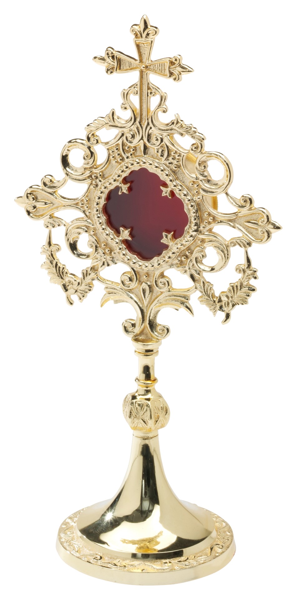 Relikwiarz z kamieniami szlachetnymi, pozłacany - 34 cm - RELIKWIARZE