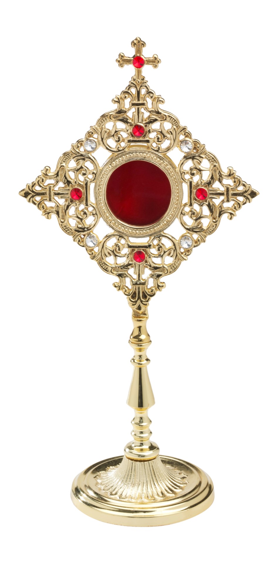 Relikwiarz - 32 cm, z kamieniami szlachetnymi, pozłacany (2) - RELIKWIARZE