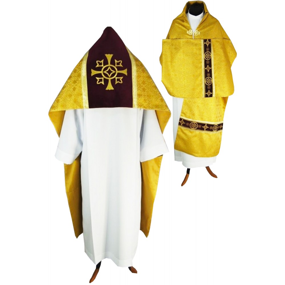 Welon liturgiczny aksamit - złoty krzyż (32)