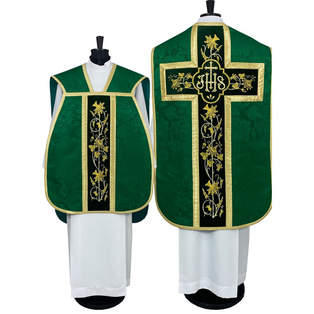 Ornat rzymski IHS - kolory liturgiczne, żakard (38) - zdjęcie 9