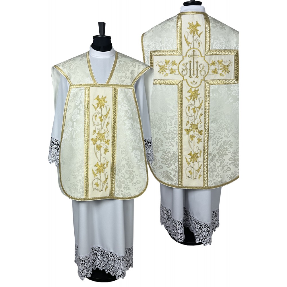 Ornat rzymski IHS - kolory liturgiczne, żakard (38) - zdjęcie 5