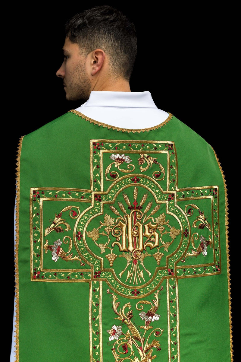 Ornat rzymski haftowany IHS - kolory liturgiczne (40) - zdjęcie 11