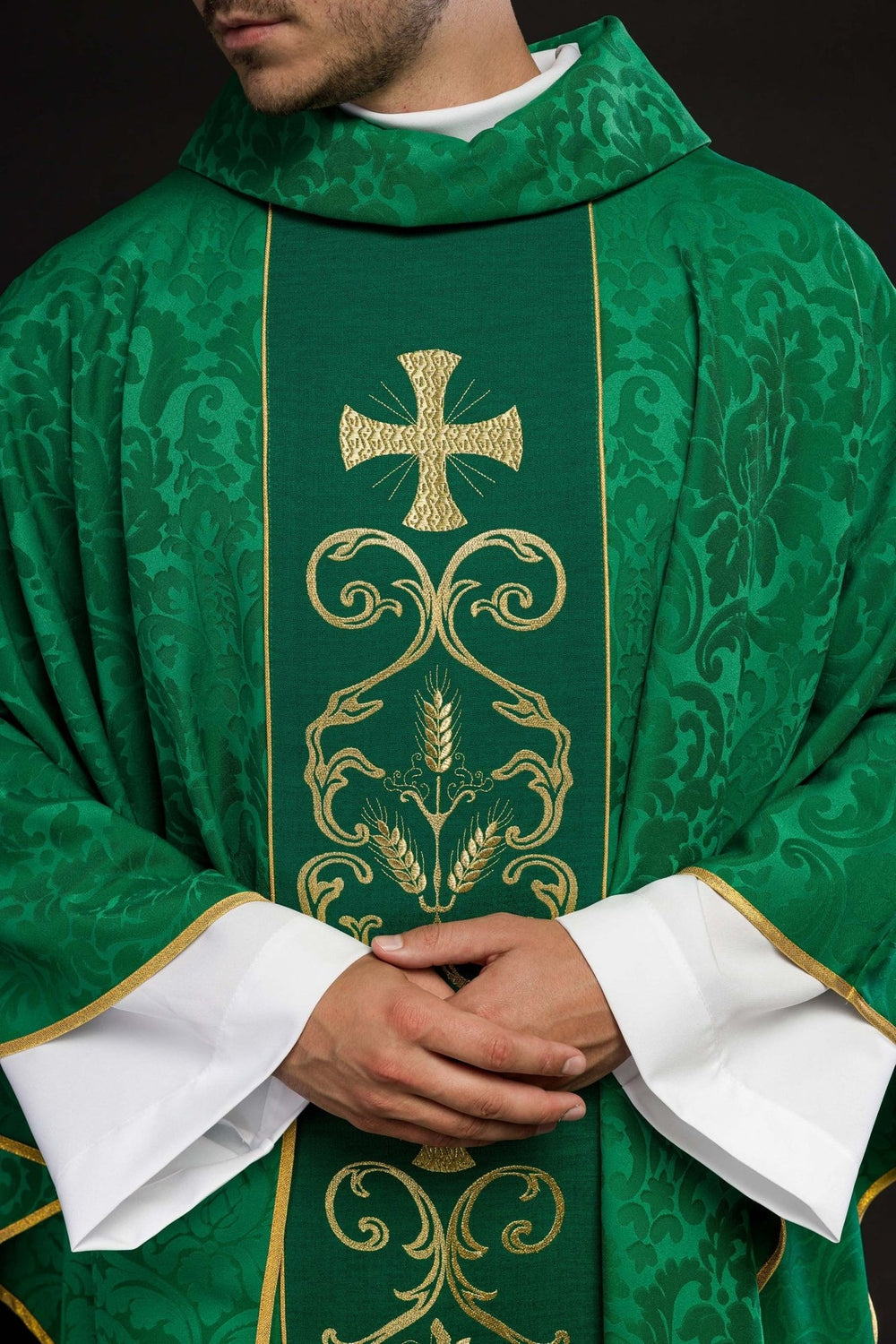 Ornat haftowany IHS i PAX - zielony (H34) - zdjęcie 3