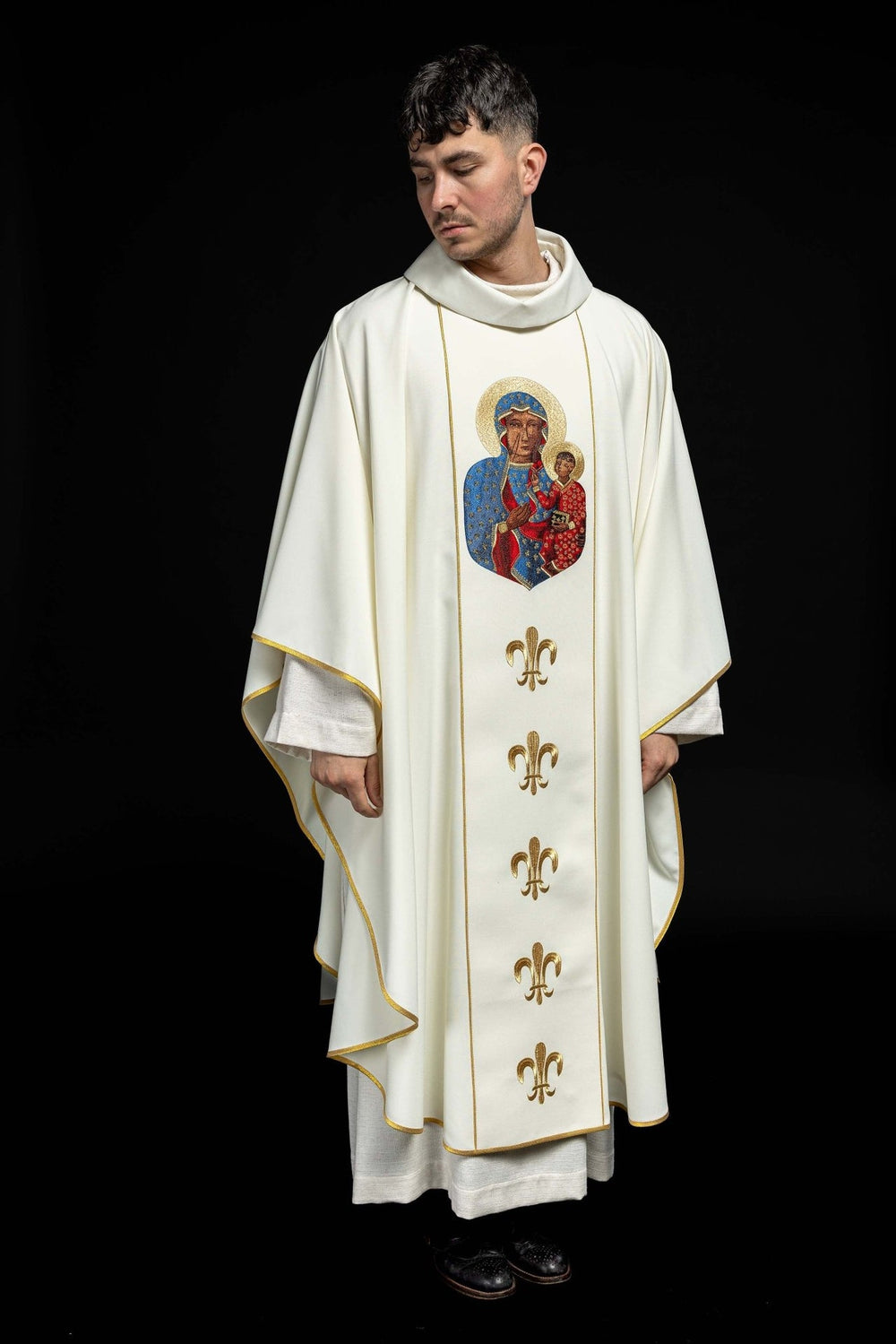 Ornat wizerunek Matka Boska Częstochowska - ecru (H45) - zdjęcie 3