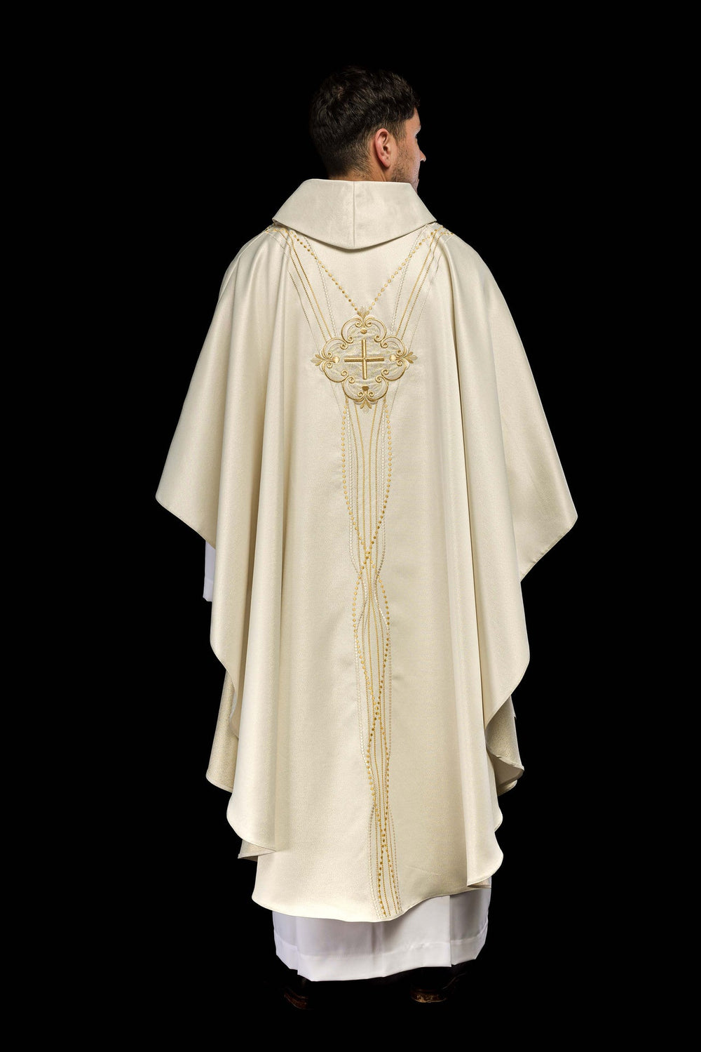 Ornat inspirowany różańcem - błyszcząca ecru tkanina (H66) - zdjęcie 7