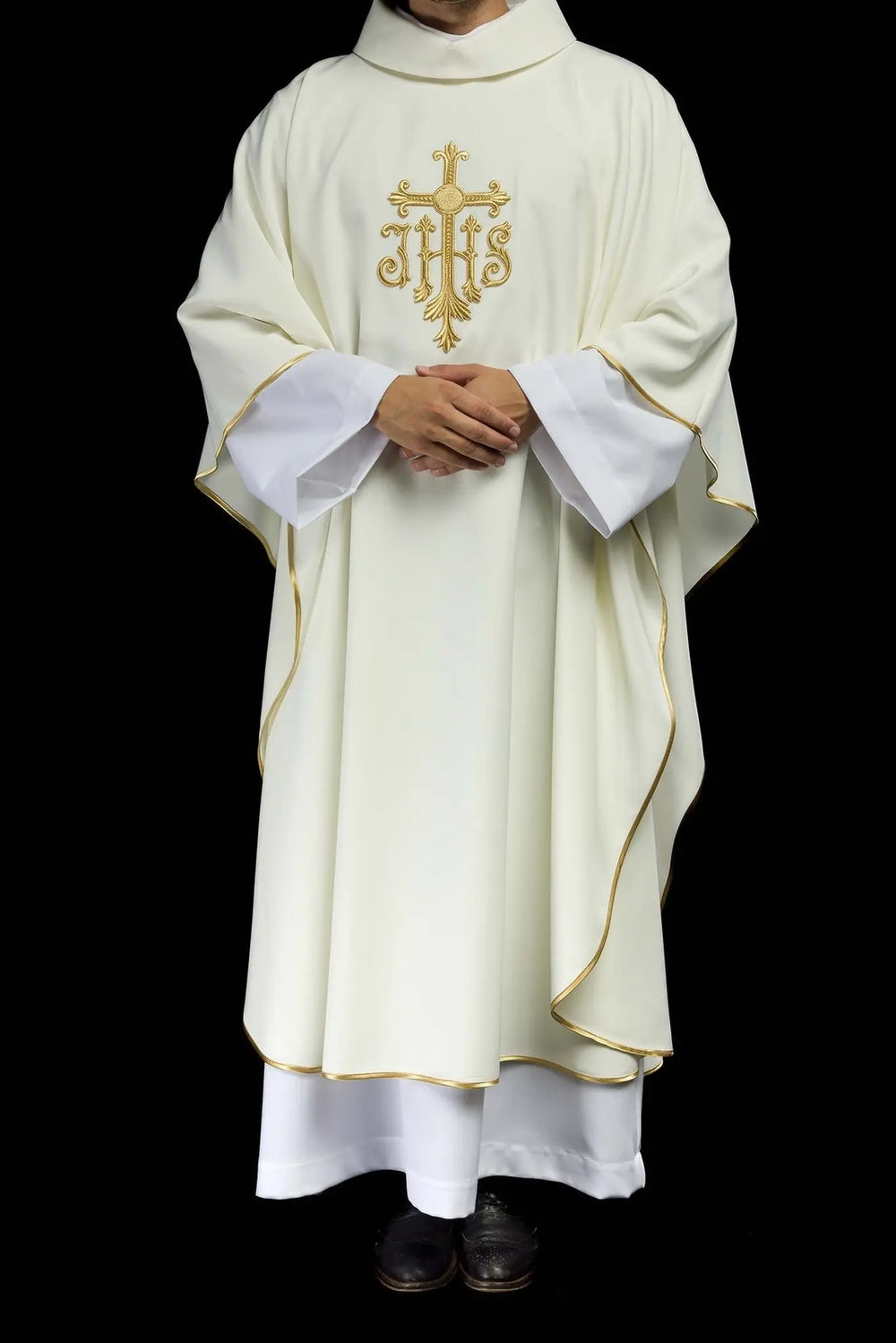 Ornat haftowany z symbolem IHS - ecru (H114)
